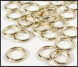 Plastic ring, afm 15 mm, dikte 2 mm, goud, 25 stuk/ 1 doos